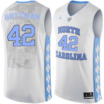 Men #42 Brandon Huffman North Carolina Tar Heels College Basketball Jerseys Sale-White - Click Image to Close